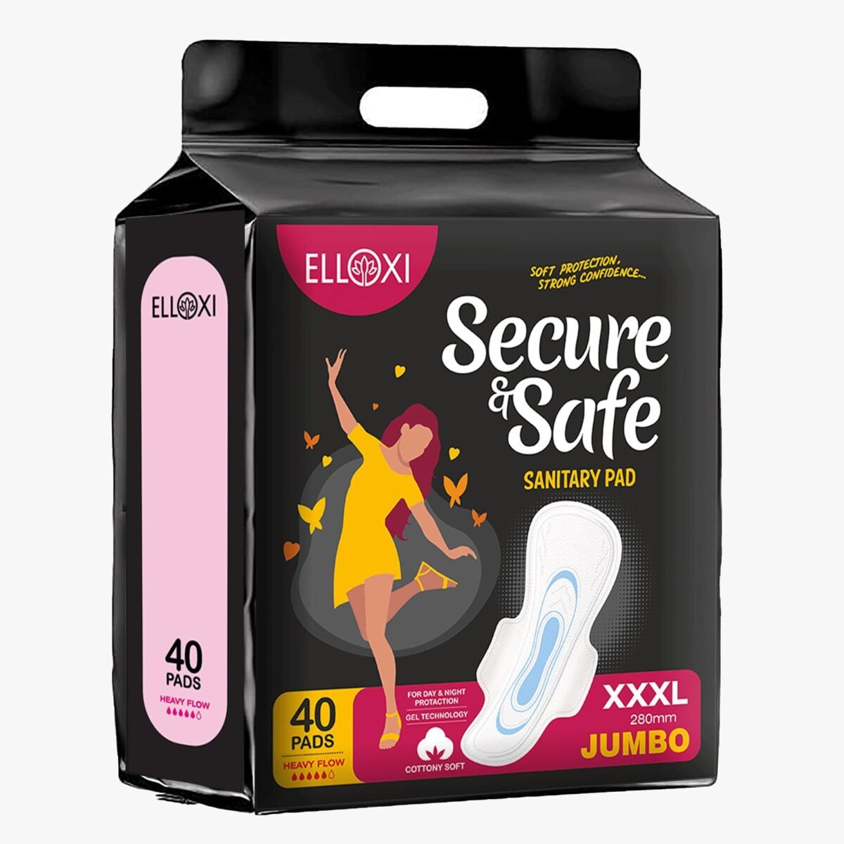Elloxi Secure & Safe Sanitary Pad Jumbo Pack Cottony Soft