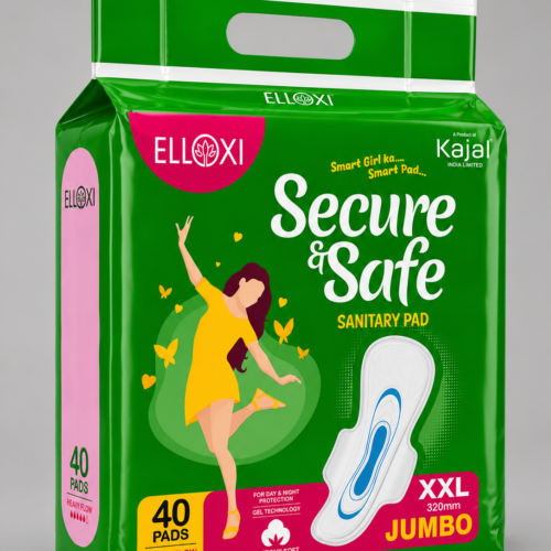 ELLOXI Secure & Safe Sanitary Pads XXL (320 mm) – Jumbo Pack | 40 Pads | Heavy Flow Protection