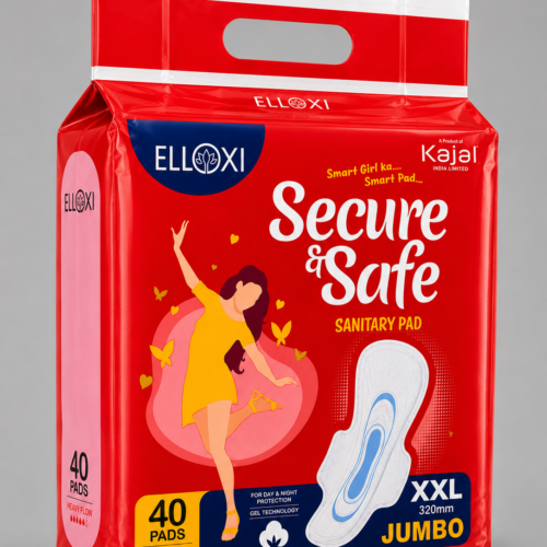 ELLOXI Secure & Safe Sanitary Pads XXL (320 mm) – Jumbo Pack | 40 Pads | Heavy Flow | Red Edition