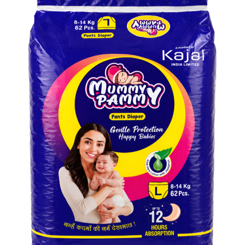 Mummy Pammy Baby Pants Diapers – ₹999 Jumbo Pack | Size L (9–14 kg) | 62 Pants