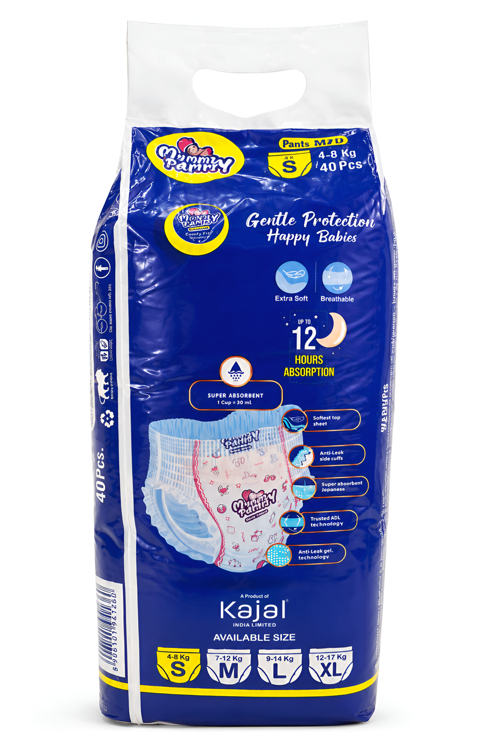 Mummy Pammy Baby Pants Diapers – ₹399 Pack | Size S (4–8 kg) | 40 Pants - Image 2
