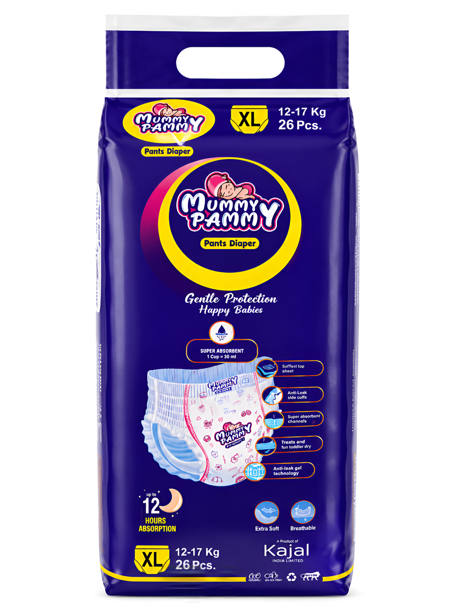 Mummy Pammy Baby Pants Diapers – ₹399 Pack | Size XL (12–17 kg) | 26 Pants - Image 4